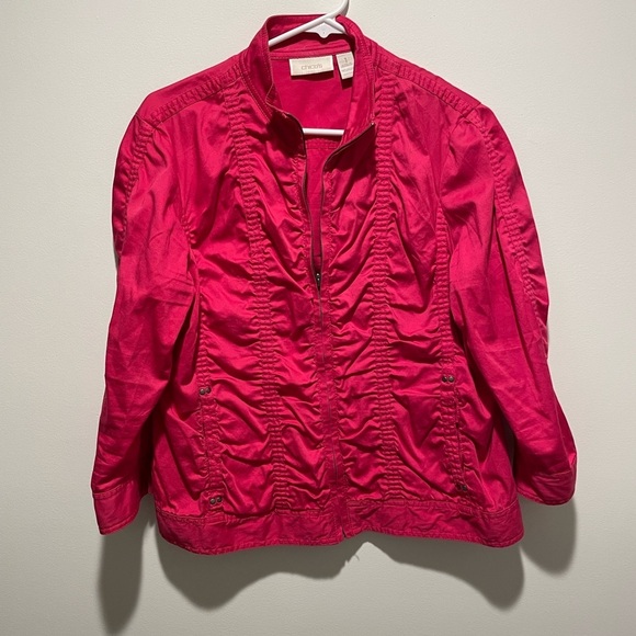 Chico's Ruched Jacket Pink Size 1 Medium - Picture 1 of 4